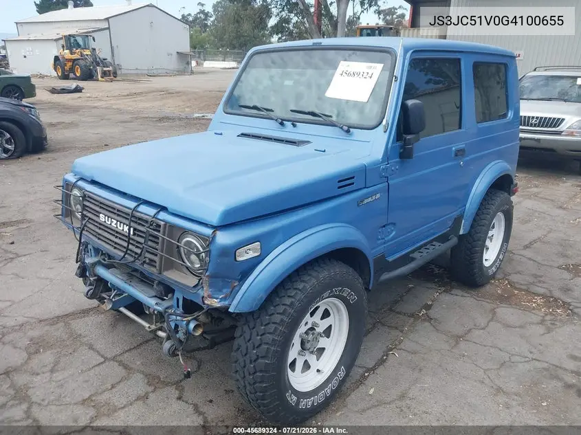 1986 Suzuki Samurai VIN: JS3JC51V0G4100655 Lot: 45689324