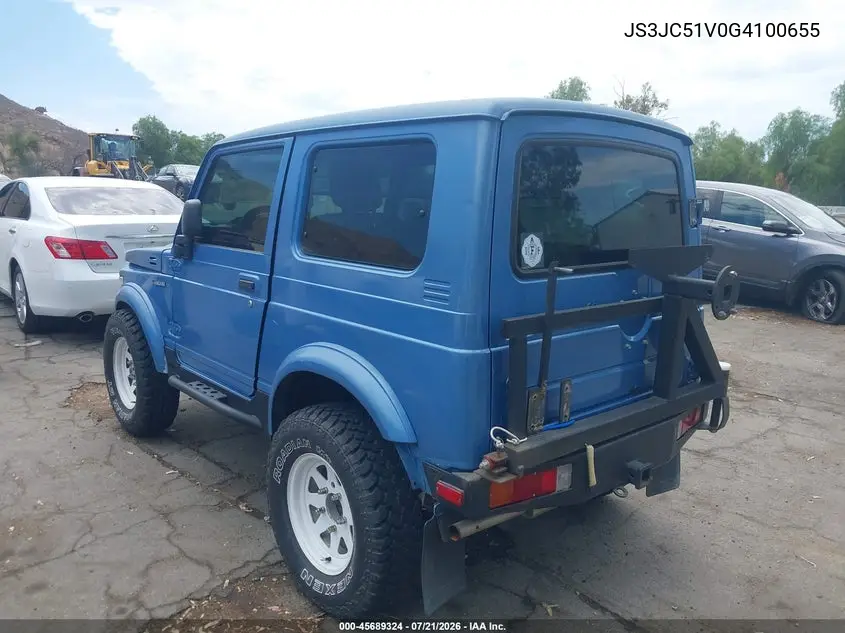 1986 Suzuki Samurai VIN: JS3JC51V0G4100655 Lot: 45689324