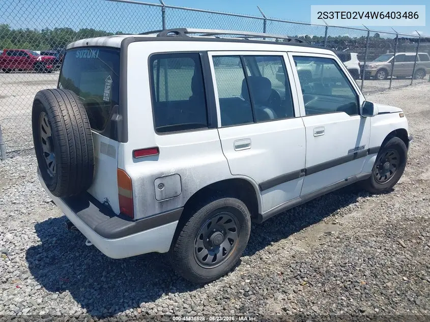 1998 Suzuki Sidekick Js/Js Sport VIN: 2S3TE02V4W6403486 Lot: 45438628