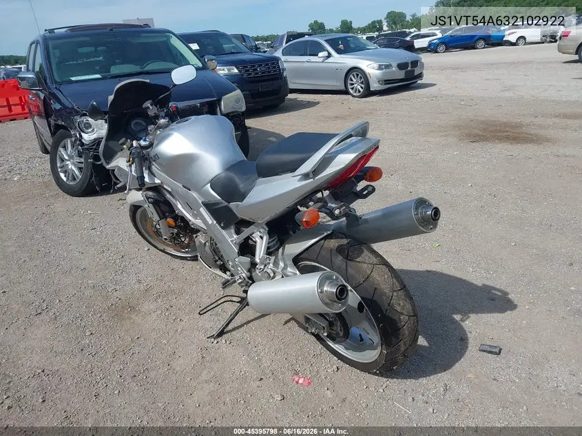 2003 Suzuki Sv1000 Sk3 VIN: JS1VT54A632102922 Lot: 45395798