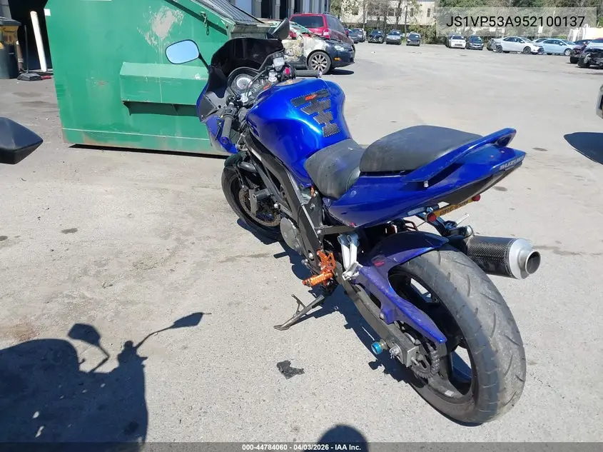2005 Suzuki Sv650 VIN: JS1VP53A952100137 Lot: 44784060