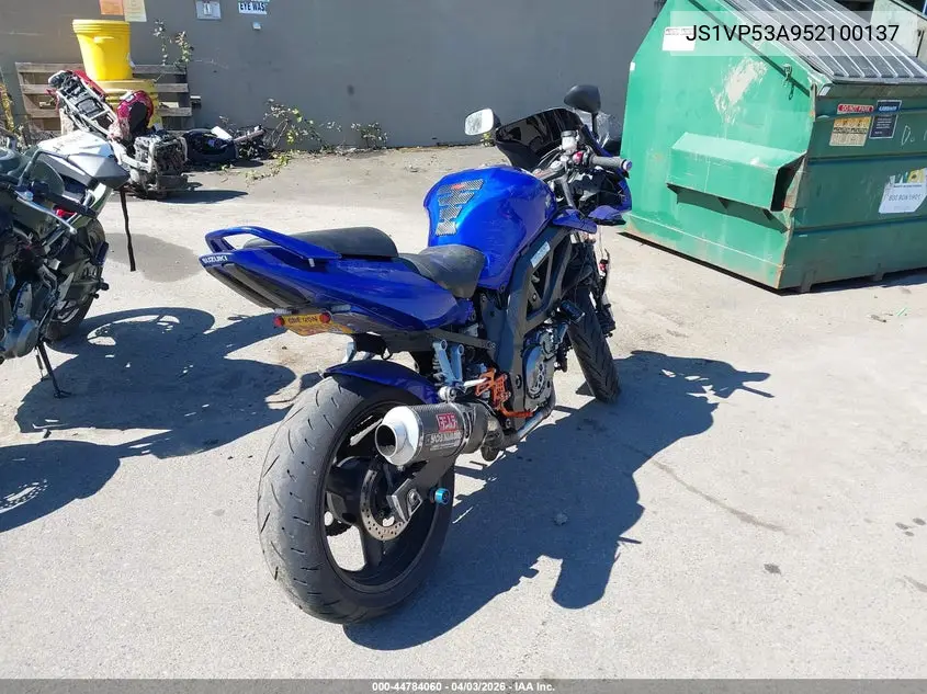 2005 Suzuki Sv650 VIN: JS1VP53A952100137 Lot: 44784060