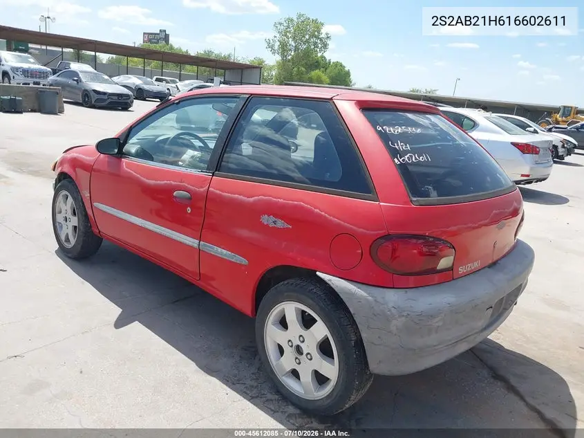 2001 Suzuki Swift Ga/Gl VIN: 2S2AB21H616602611 Lot: 45612085