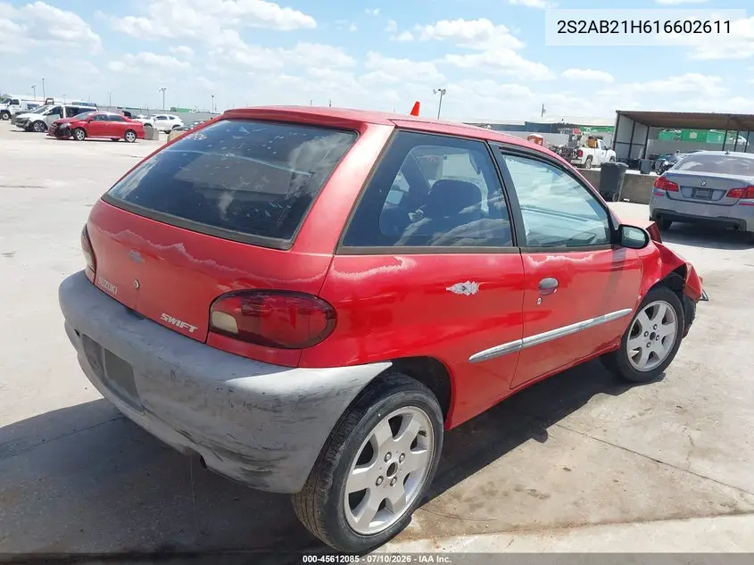 2001 Suzuki Swift Ga/Gl VIN: 2S2AB21H616602611 Lot: 45612085