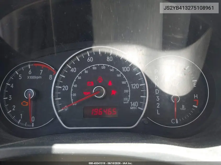 2007 Suzuki Sx4 Convenience Pkg/Rally Pkg VIN: JS2YB413275108961 Lot: 45341318