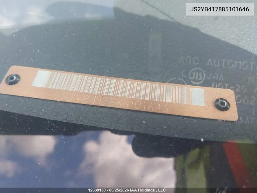 2008 Suzuki Sx4 Jlx VIN: JS2YB417885101646 Lot: 12639138x