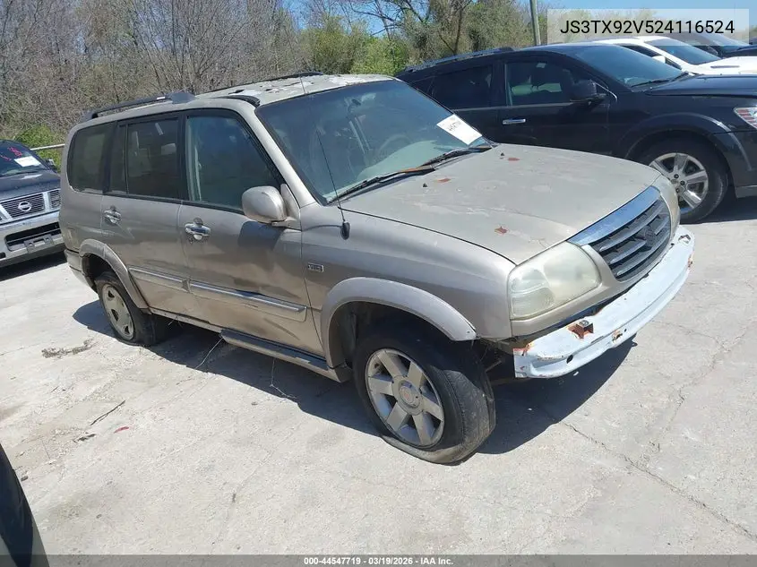 2002 Suzuki Xl-7 Limited/Plus/Standard/Touring VIN: JS3TX92V524116524 Lot: 44547719