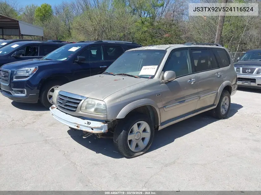 2002 Suzuki Xl-7 Limited/Plus/Standard/Touring VIN: JS3TX92V524116524 Lot: 44547719
