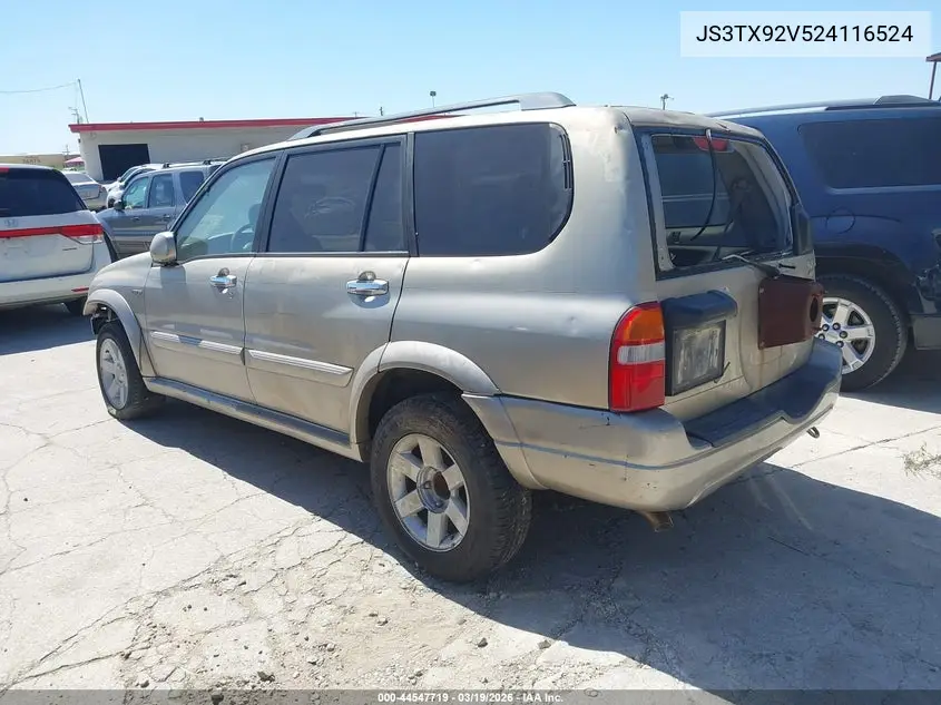 2002 Suzuki Xl-7 Limited/Plus/Standard/Touring VIN: JS3TX92V524116524 Lot: 44547719