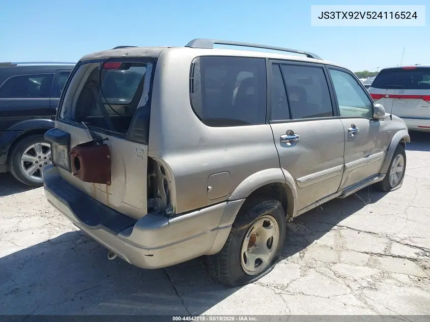 2002 Suzuki Xl-7 Limited/Plus/Standard/Touring VIN: JS3TX92V524116524 Lot: 44547719