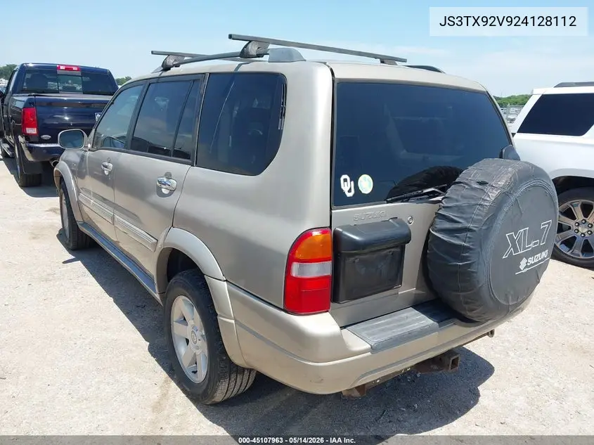 2002 Suzuki Xl-7 Limited/Plus/Standard/Touring VIN: JS3TX92V924128112 Lot: 45107963