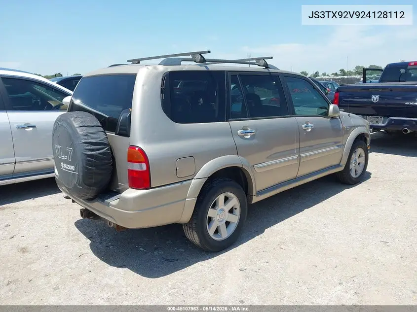2002 Suzuki Xl-7 Limited/Plus/Standard/Touring VIN: JS3TX92V924128112 Lot: 45107963
