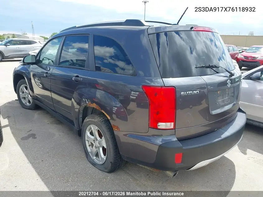 2007 Suzuki Xl7 Jlx VIN: 2S3DA917X76118932 Lot: 20212704