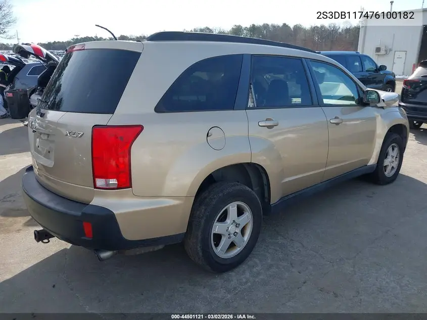 2007 Suzuki Xl7 VIN: 2S3DB117476100182 Lot: 44501121