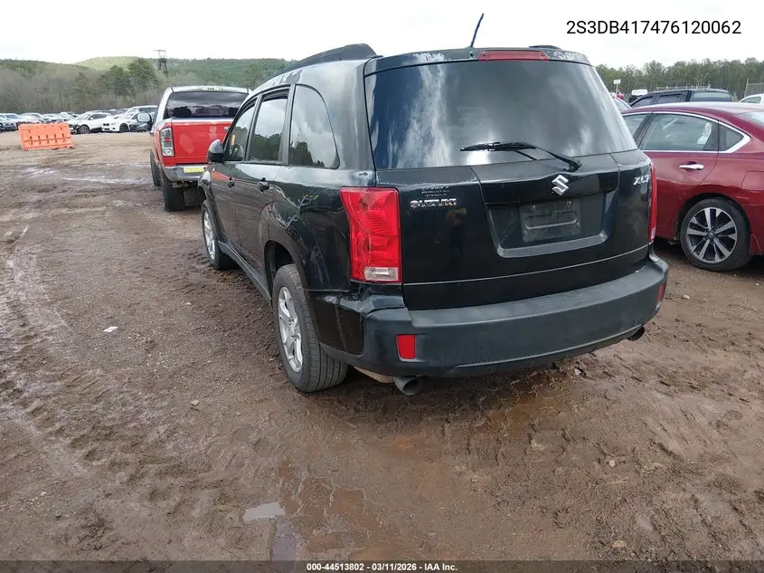 2007 Suzuki Xl7 Luxury VIN: 2S3DB417476120062 Lot: 44513802