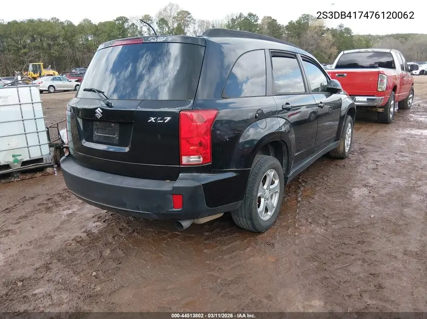 2007 Suzuki Xl7 Luxury VIN: 2S3DB417476120062 Lot: 44513802
