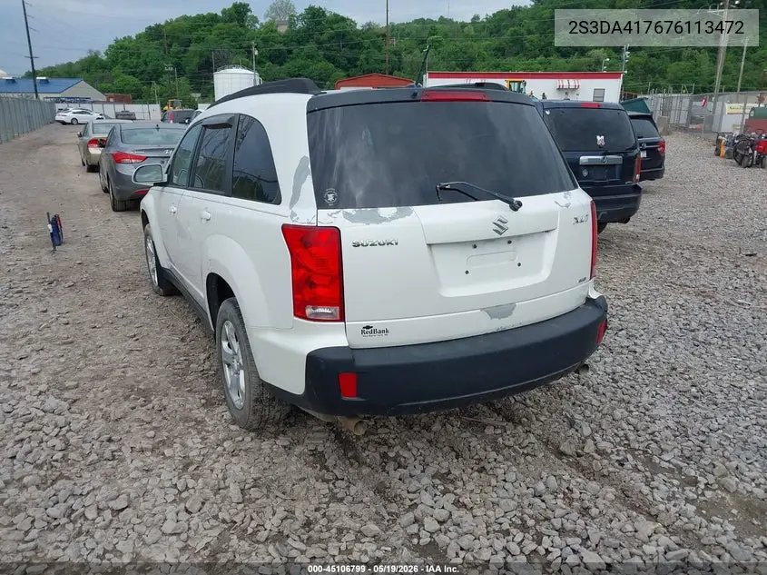 2007 Suzuki Xl7 Luxury VIN: 2S3DA417676113472 Lot: 45106799