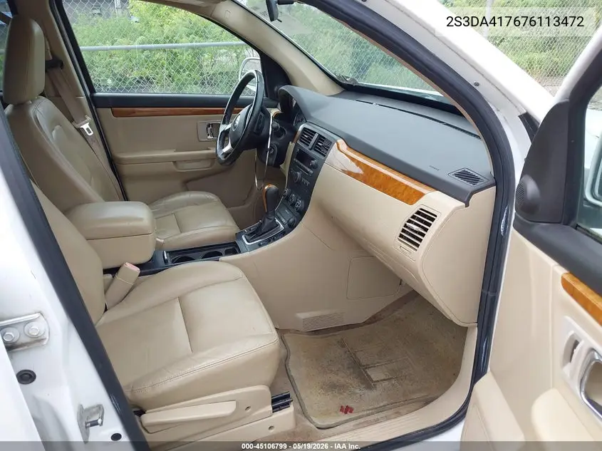 2007 Suzuki Xl7 Luxury VIN: 2S3DA417676113472 Lot: 45106799
