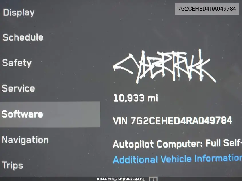 2024 Tesla Cybertruck All-Wheel Drive VIN: 7G2CEHED4RA049784 Lot: 44779638