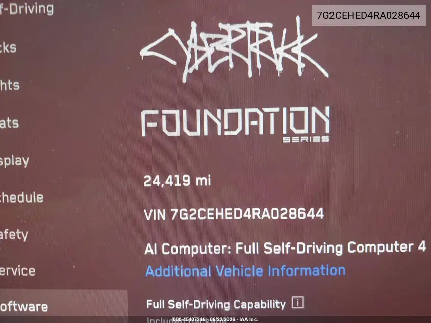 2024 Tesla Cybertruck All-Wheel Drive VIN: 7G2CEHED4RA028644 Lot: 45407246