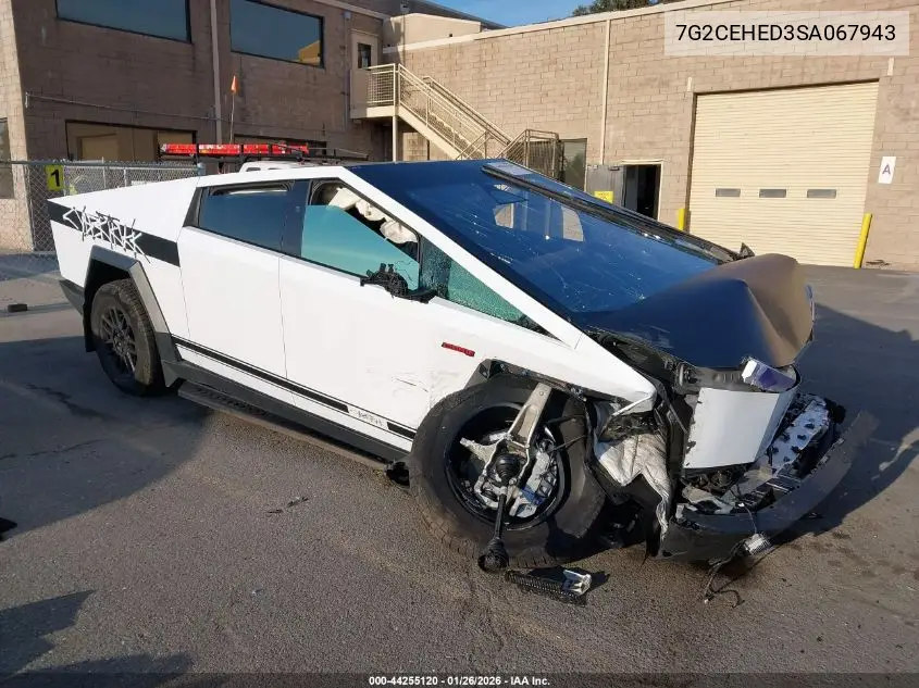 2025 Tesla Cybertruck VIN: 7G2CEHED3SA067943 Lot: 44255120