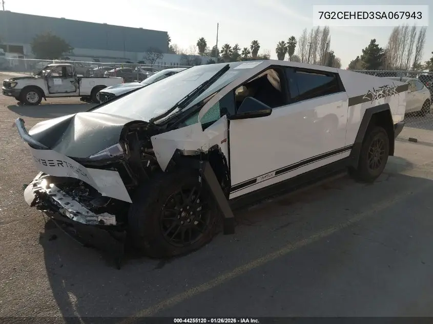 2025 Tesla Cybertruck VIN: 7G2CEHED3SA067943 Lot: 44255120