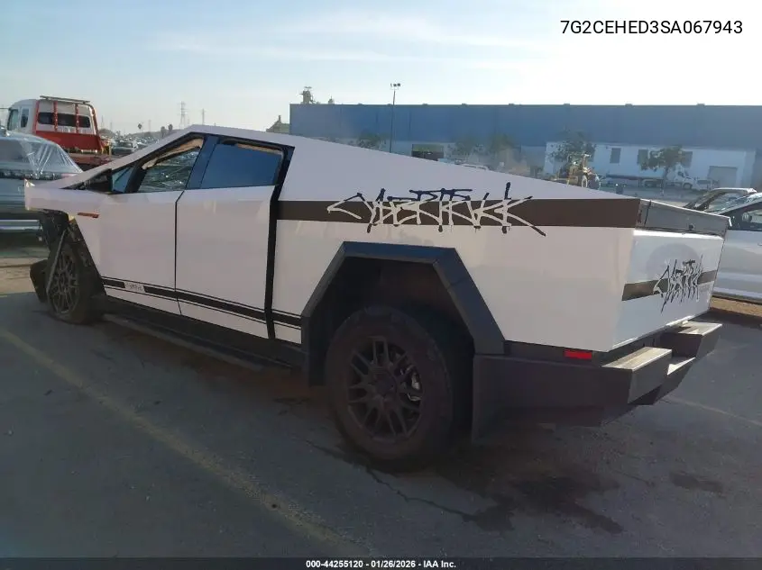 2025 Tesla Cybertruck VIN: 7G2CEHED3SA067943 Lot: 44255120