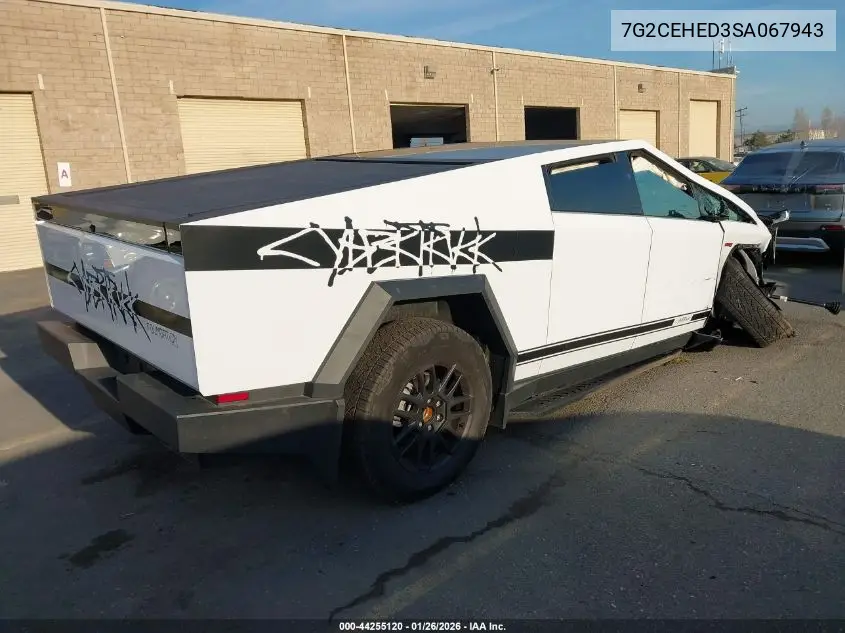 2025 Tesla Cybertruck VIN: 7G2CEHED3SA067943 Lot: 44255120