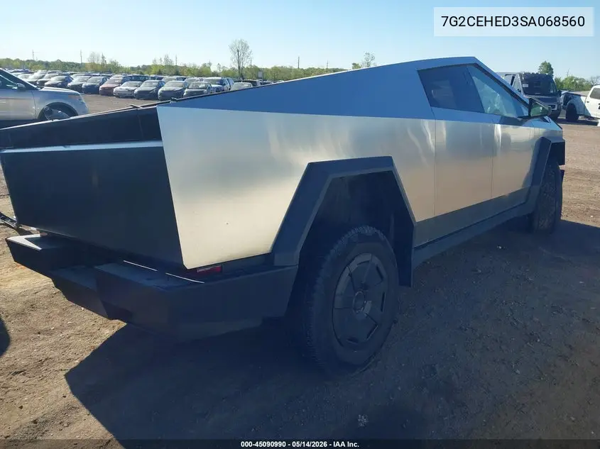 2025 Tesla Cybertruck All-Wheel Drive VIN: 7G2CEHED3SA068560 Lot: 45090990
