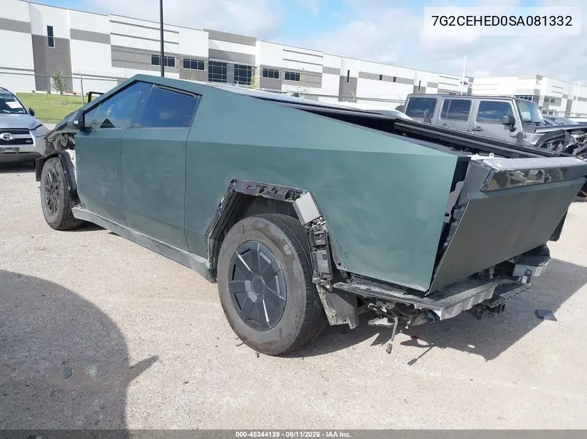 2025 Tesla Cybertruck All-Wheel Drive VIN: 7G2CEHED0SA081332 Lot: 45344139