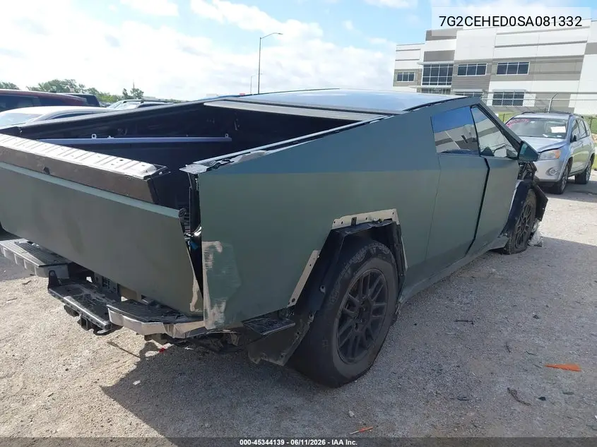 2025 Tesla Cybertruck All-Wheel Drive VIN: 7G2CEHED0SA081332 Lot: 45344139