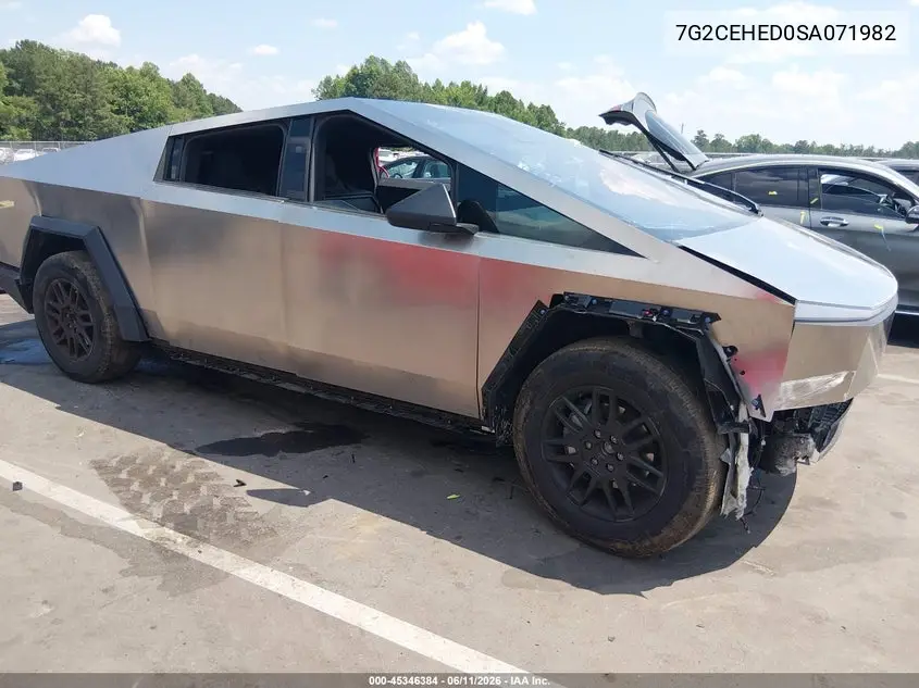 2025 Tesla Cybertruck All-Wheel Drive VIN: 7G2CEHED0SA071982 Lot: 45346384