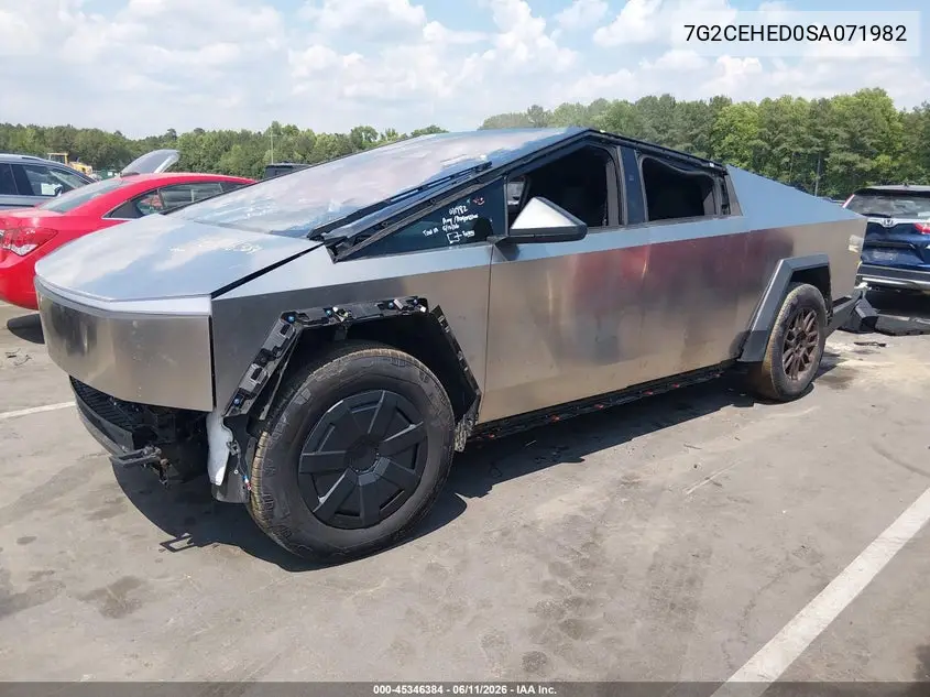 2025 Tesla Cybertruck All-Wheel Drive VIN: 7G2CEHED0SA071982 Lot: 45346384