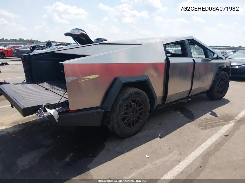 2025 Tesla Cybertruck All-Wheel Drive VIN: 7G2CEHED0SA071982 Lot: 45346384