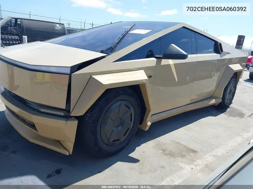 2025 Tesla Cybertruck VIN: 7G2CEHEE0SA060392 Lot: 45437832