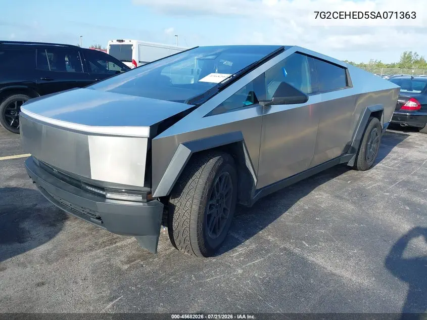 2025 Tesla Cybertruck All-Wheel Drive VIN: 7G2CEHED5SA071363 Lot: 45682026