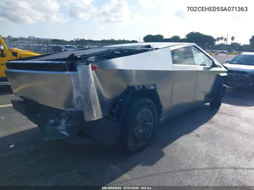2025 Tesla Cybertruck All-Wheel Drive VIN: 7G2CEHED5SA071363 Lot: 45682026