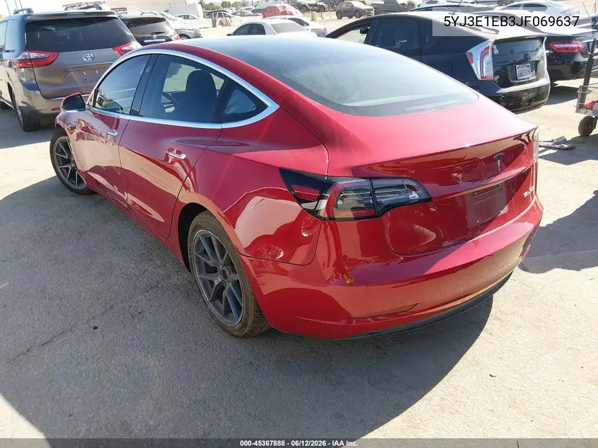 2018 Tesla Model 3 Long Range/Performance VIN: 5YJ3E1EB3JF069637 Lot: 45367888