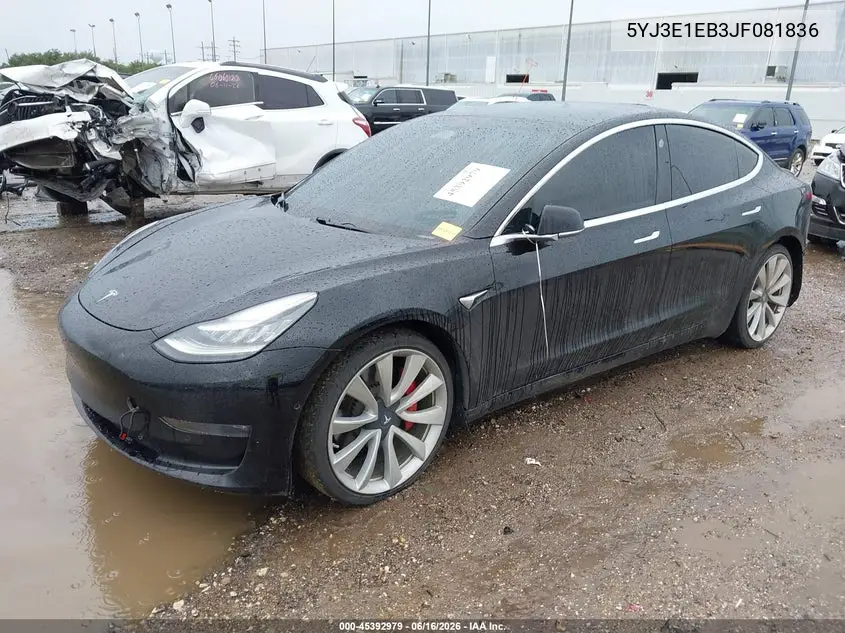 2018 Tesla Model 3 Long Range/Performance VIN: 5YJ3E1EB3JF081836 Lot: 45392979