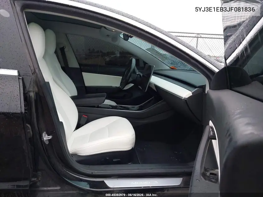 2018 Tesla Model 3 Long Range/Performance VIN: 5YJ3E1EB3JF081836 Lot: 45392979
