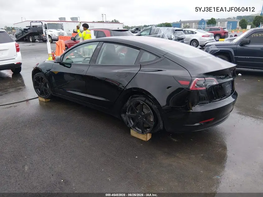2018 Tesla Model 3 Long Range/Mid Range VIN: 5YJ3E1EA1JF060412 Lot: 45483928