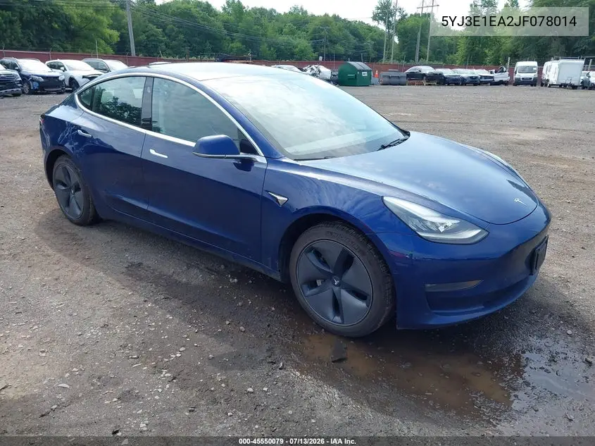 2018 Tesla Model 3 Long Range/Mid Range VIN: 5YJ3E1EA2JF078014 Lot: 45550079