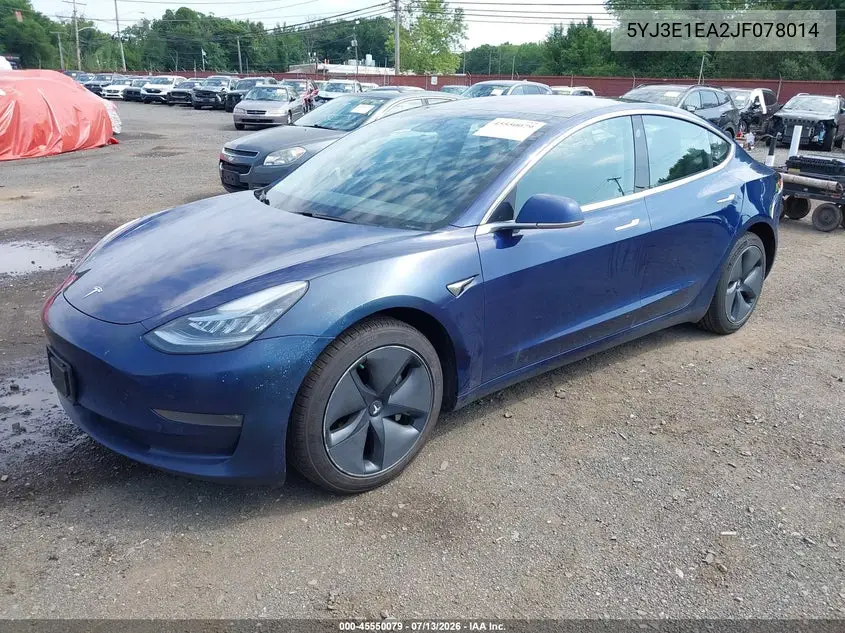 2018 Tesla Model 3 Long Range/Mid Range VIN: 5YJ3E1EA2JF078014 Lot: 45550079