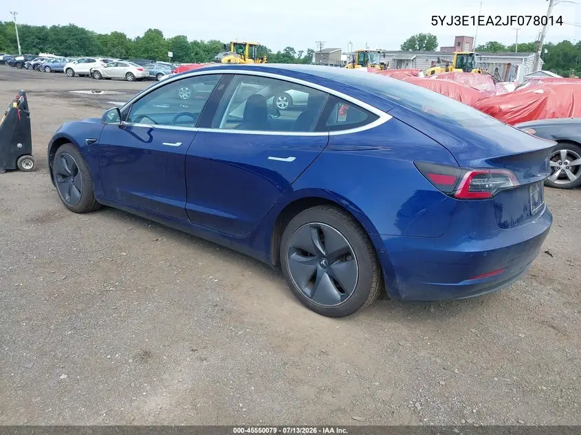 2018 Tesla Model 3 Long Range/Mid Range VIN: 5YJ3E1EA2JF078014 Lot: 45550079