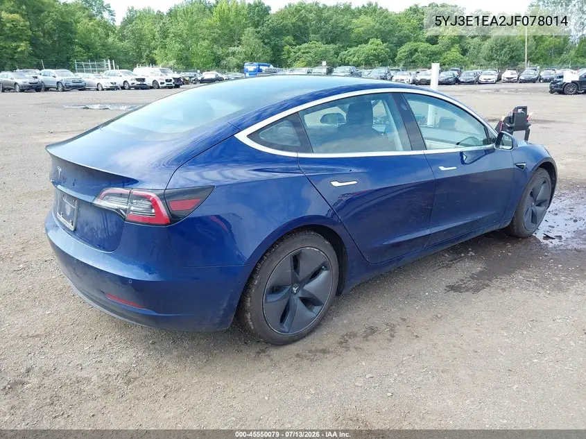 2018 Tesla Model 3 Long Range/Mid Range VIN: 5YJ3E1EA2JF078014 Lot: 45550079