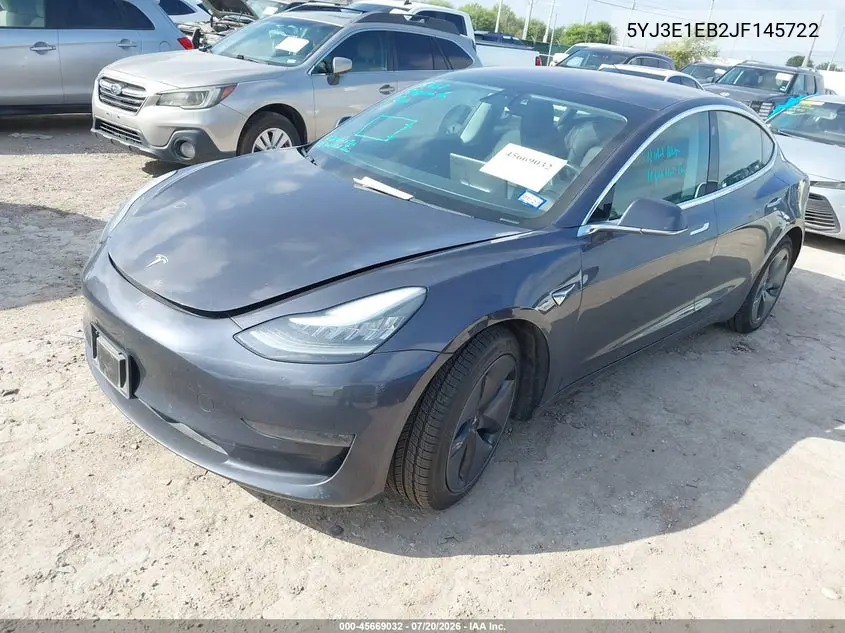 2018 Tesla Model 3 Long Range/Performance VIN: 5YJ3E1EB2JF145722 Lot: 45669032