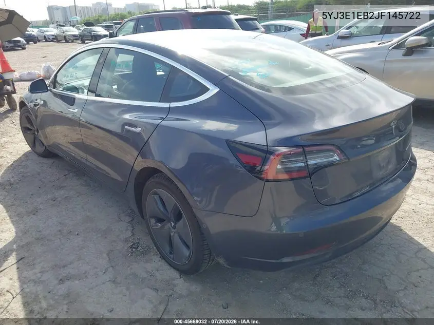 2018 Tesla Model 3 Long Range/Performance VIN: 5YJ3E1EB2JF145722 Lot: 45669032