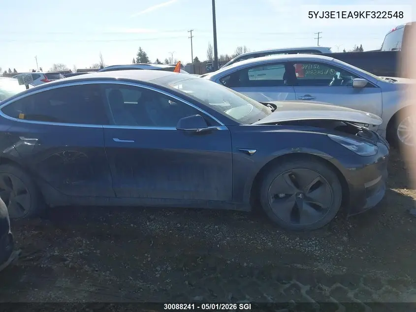 2019 Tesla Model 3 VIN: 5YJ3E1EA9KF322548 Lot: 30088241