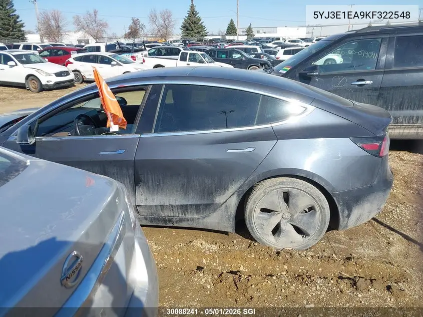 2019 Tesla Model 3 VIN: 5YJ3E1EA9KF322548 Lot: 30088241