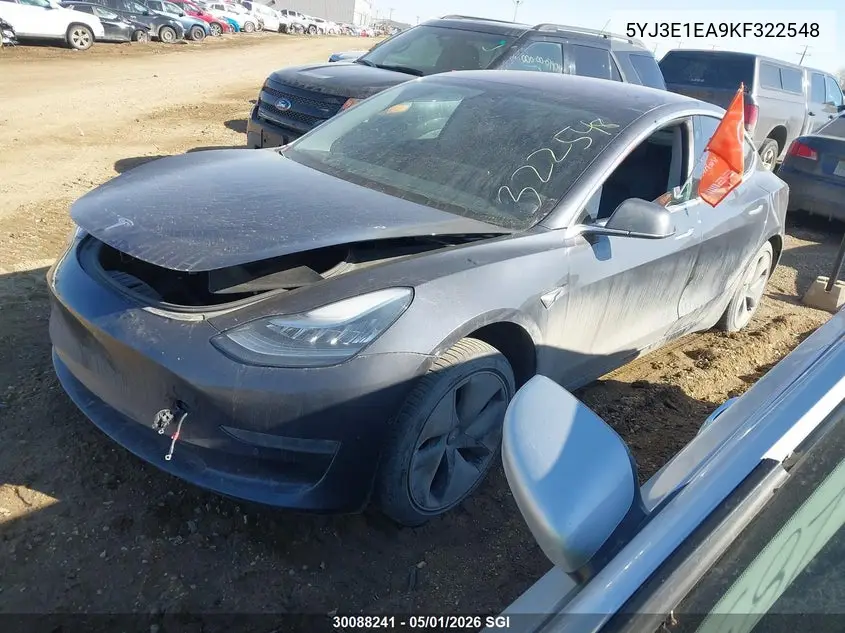 2019 Tesla Model 3 VIN: 5YJ3E1EA9KF322548 Lot: 30088241